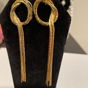Gold Minimalist Drop Fringe Pierced Earrings